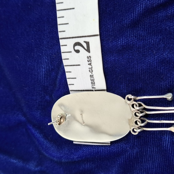 Vintage Native American Multi Stone On Sterling Silver Dangle Earrings Post - Picture 13 of 16